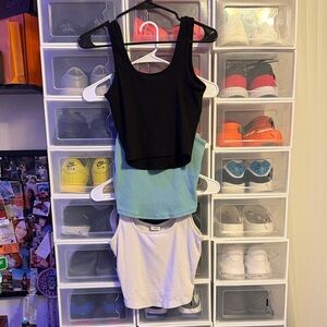 Set of Three Tilly’s Ribbed Tank Tops - Black, Blue, and White